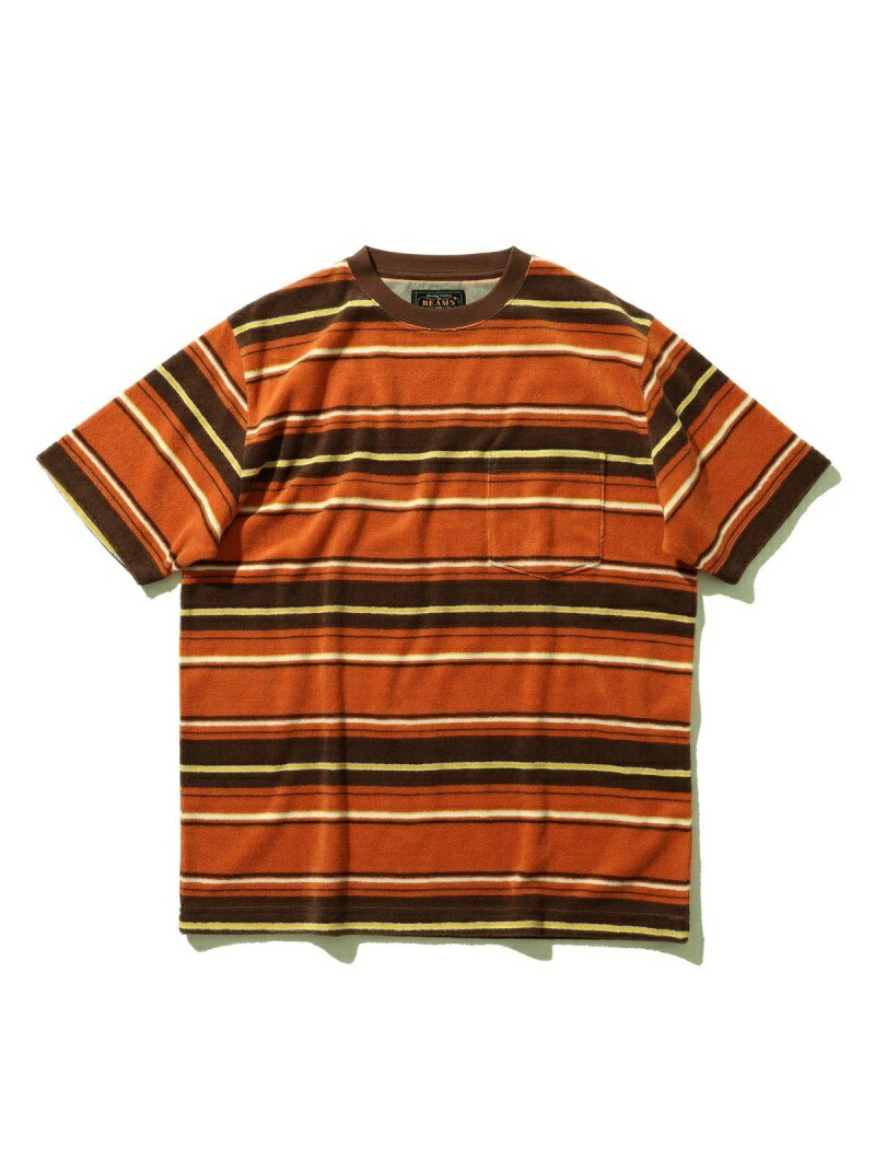 BEAMS PLUS / パイルボーダークルー Tシャツ BEAMS MEN ビームス メン カットソー Tシャツ ベージュ オレンジ イエロー【送料無料】[Rakuten Fashion]