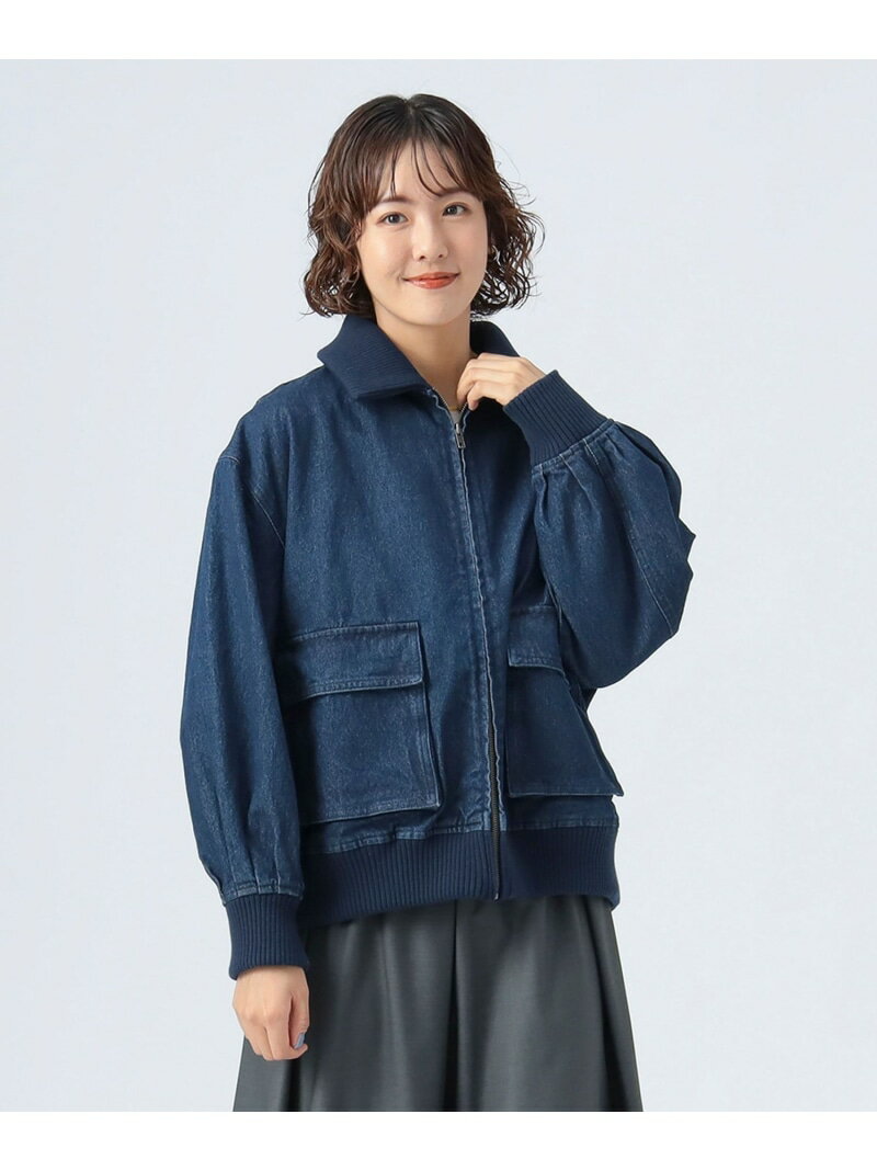 ダブル ポケット デニム ブルゾン 25AW 秋 ライトアウター レディース BEAMS HEART WOMEN ビームス ハート ジャケット・アウター ブルゾン・ジャンパー ブラック ネイビー【送料無料】[Rakuten Fashion]