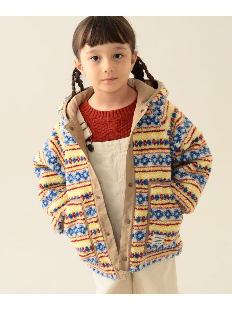 リバーシブル 総柄ボア フードコート (90~140cm) 25AW 防寒 通園 通学 BEAMS mini ビームス ミニ ジャケット・アウター その他のジャ...