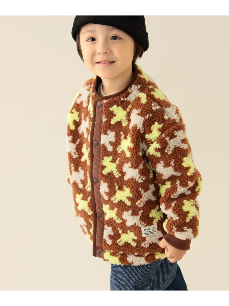 【待望の再再入荷！/SNSで話題】ジャカード ボア ブルゾン 2025FW(90~140cm) 25AW 冬アウター モコモコ BEAMS mini ビームス ミニ ジャケット・アウター ブルゾン・ジャンパー ブラウン ホワイト ブルー【送料無料】[Rakuten Fashion] 2