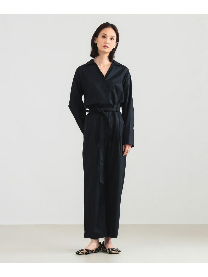 スキッパー ギャバ ジャンプスーツ Demi-Luxe BEAMS デミルクス ビームス オールインワン・オーバーオール オールインワン・つなぎ ネイビー カーキグリーン【送料無料】[Rakuten Fashion]