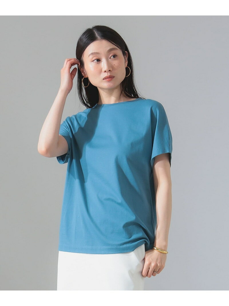 ATON / スビンコットン キャップスリーブ Tシャツ Demi-Luxe BEAMS デミルクス ビームス トップス カットソー・Tシャツ ブルー ベージュ ブラック ホワイト ネイビー【先行予約】*【送料無料】[Rakuten Fashion]