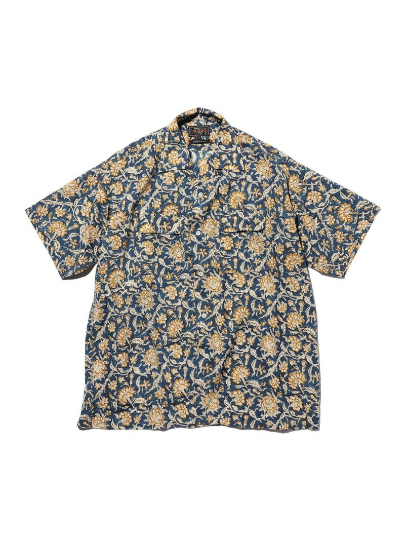 Open Collar Block Print 1 BEAMS PLUS ビームス メン トップス シャツ・ブラウス ブルー【送料無料】[Rakuten Fashion]
