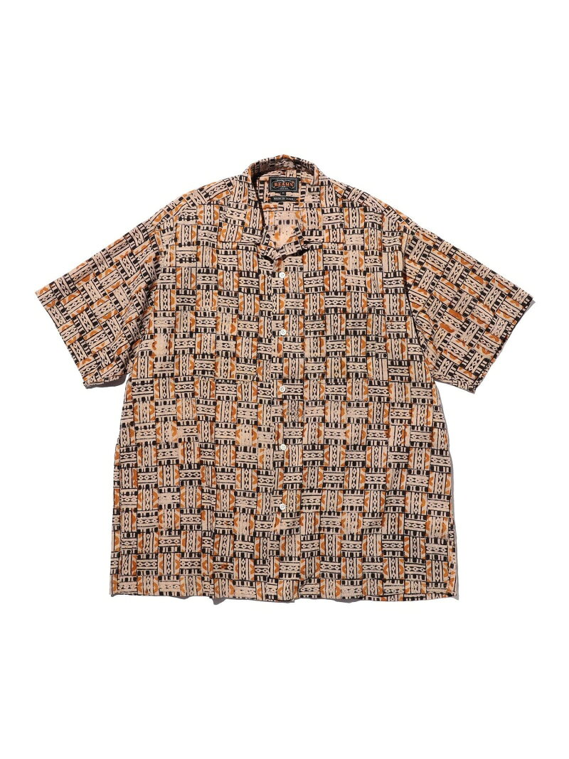 Open Collar Block Print 3 BEAMS PLUS ビームス メン トップス シャツ・ブラウス レッド ブラック【送料無料】[Rakuten Fashion]