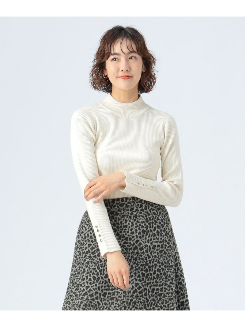 袖ボタン ベーシック リブニット BEAMS HEART WOMEN ビームス ハート トップス ニット ホワイト グレー ブラック【送料無料】[Rakuten Fashion]