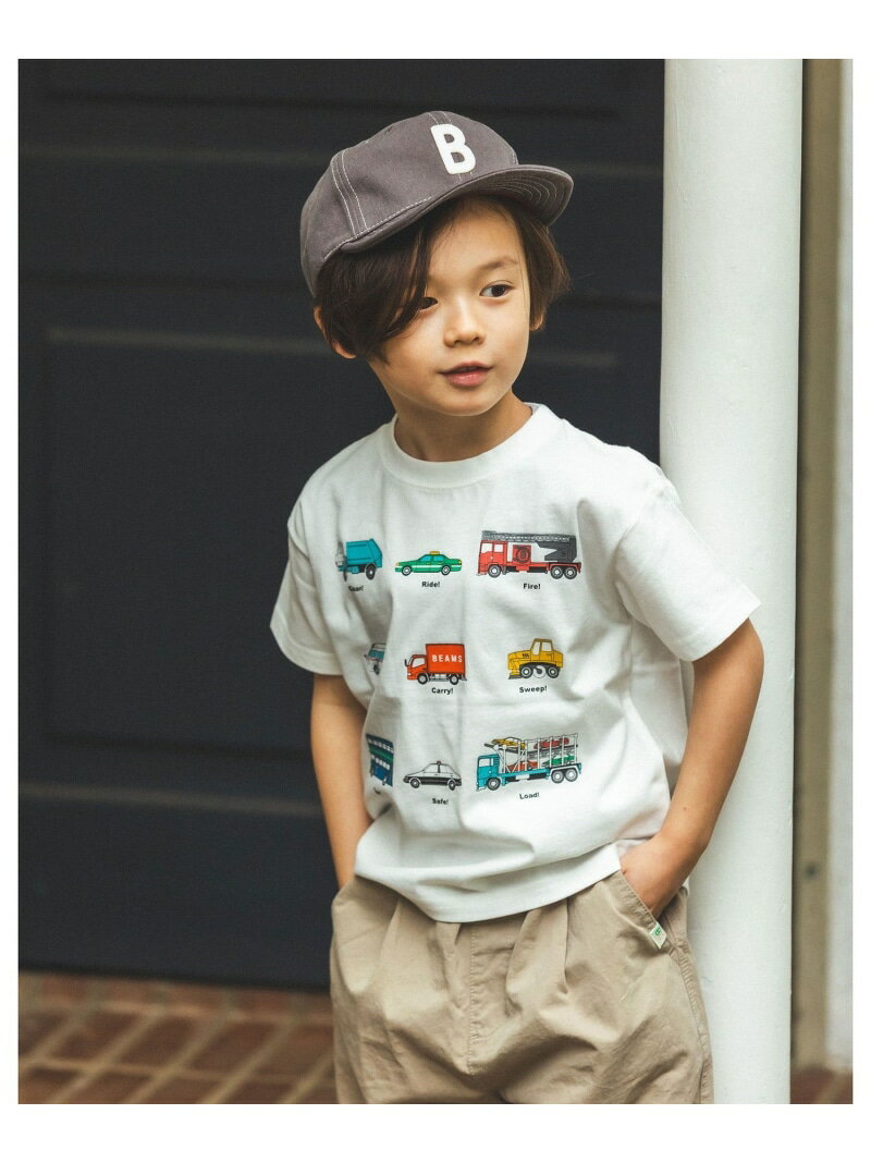 Rakuten - ワーキングカーTシャツ 2026SS(90~130cm)外遊び プチプラ 通園 通学 定番 BEAMS mini ビームス ミニ トップス カットソー・Tシャツ ホワイト イエロー[Rakuten Fashion]