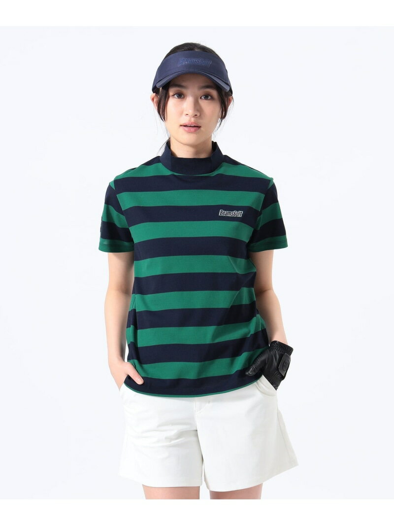 ＜WOMEN＞ORANGE LABEL / 鹿の子 ボーダー モックネックシャツ BEAMS GOLF ORANGE LABEL ビームス ゴルフ トップス カットソー・Tシャツ レッド グリーン【送料無料】[Rakuten Fashion]
