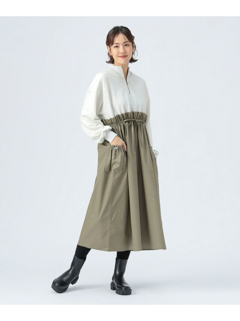 【SALE／30%OFF】異素材 ハーフ ジップ ワンピース BEAMS HEART WOMEN ビームス ハート ワンピース・ドレス その他のワンピース・ドレス ブラック【RBA_E】【送料無料】[Rakuten Fashion]