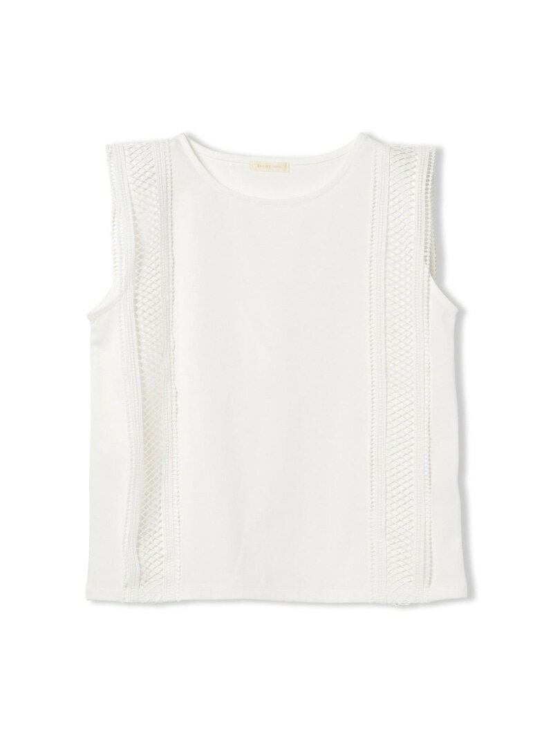レース ノースリーブ プルオーバー BEAMS HEART WOMEN ビームス ハート トップス カットソー・Tシャツ ホワイト ブラウン ネイビー【送料無料】[Rakuten Fashion]