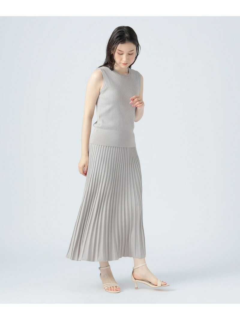 リブニットセットアップノースリーブ...