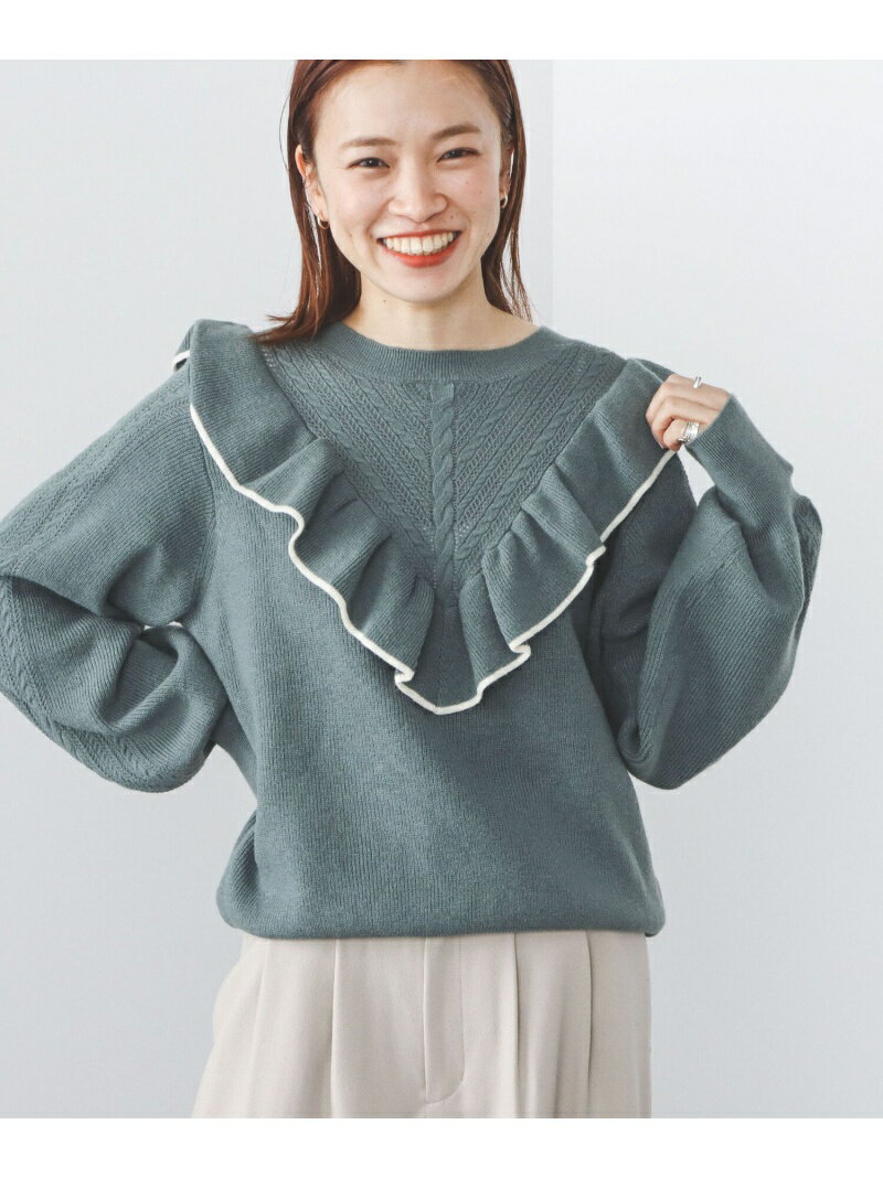 ビームス セーター レディース BEAMS HEART / フリル パイピング プルオーバー BEAMS HEART WOMEN ビームス ハート トップス ニット グリーン ホワイト ブラック【送料無料】[Rakuten Fashion]