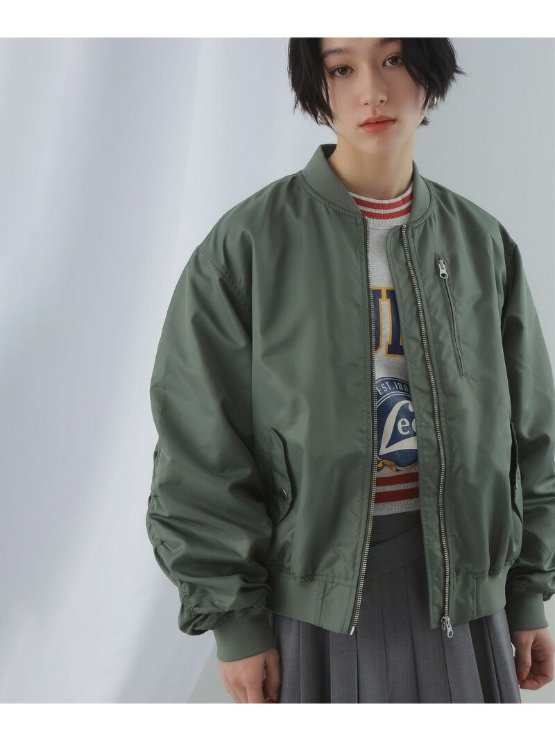 【SALE／30%OFF】Ray BEAMS / アームギャザー MA-1 24SS Ray BEAMS ビームス ウイメン ジャケット・アウター ブルゾン・ジャンパー カーキ ブラック【RBA_E】【送料無料】[Rakuten Fashion]