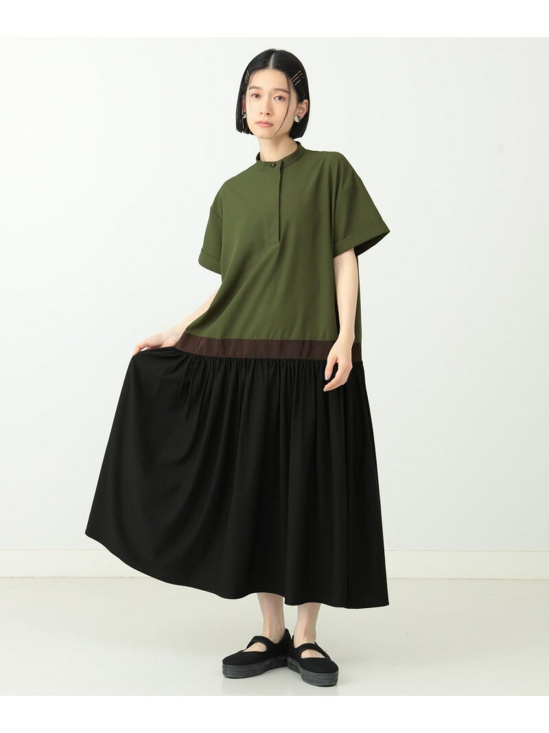 CAROLINA GLASER / ドッキング配色ワンピース CAROLINA GLASER カロリナ グレイサー ワンピース・ドレス ワンピース カーキ ベージュ ブラック【送料無料】[Rakuten Fashion]のサムネイル