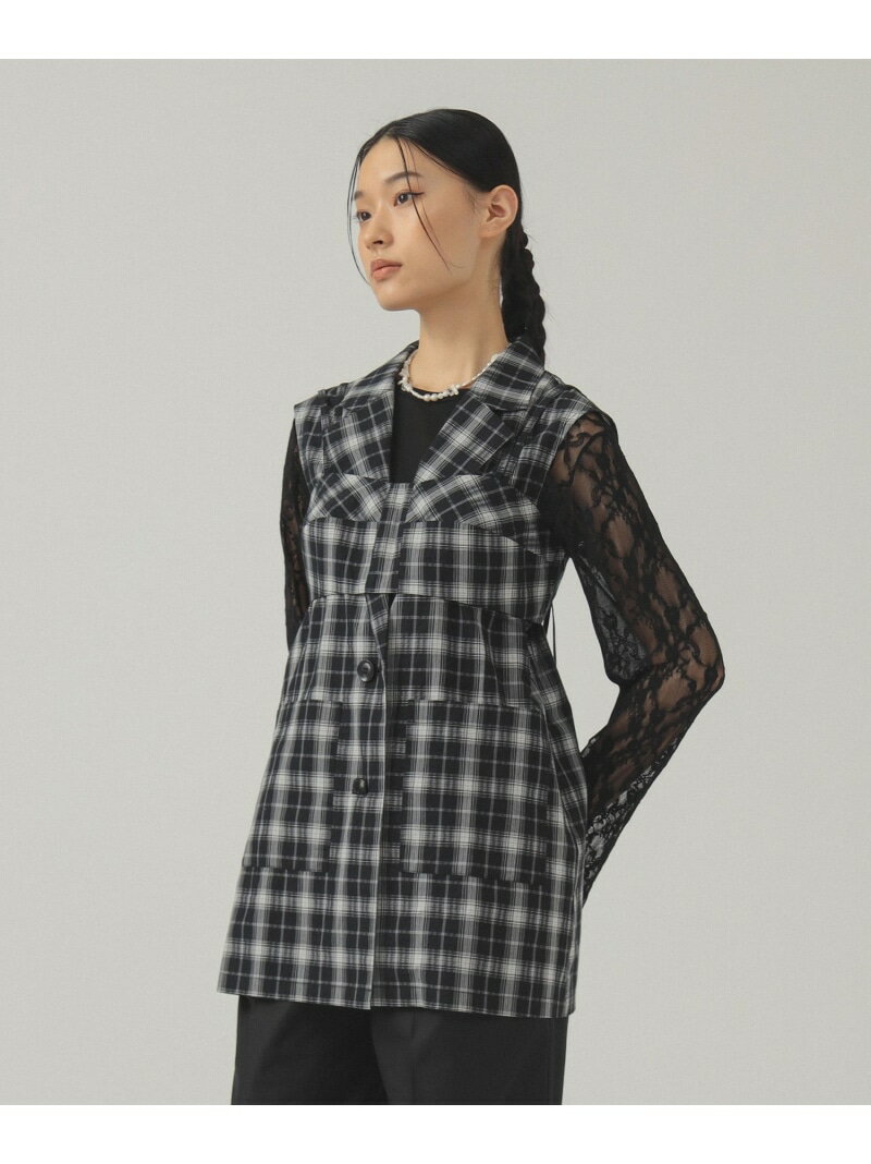 【SALE／30%OFF】【6/12新規値下げ】チェック テーラード ジレ Ray BEAMS ビームス ウイメン トップス ベスト・ジレ ブラック ホワイト【RBA_E】【送料無料】[Rakuten Fashion]のサムネイル