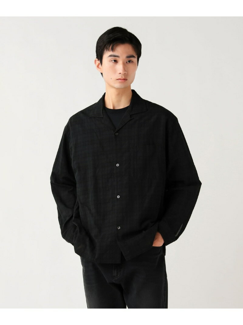 Rakuten - 【SALE／30%OFF】【4/2新規値下げ】コットン レーヨン シャドー チェック オープン カラー シャツ BEAMS HEART MEN ビームス ハート トップス シャツ・ブラウス ベージュ ブラック【RBA_E】【送料無料】[Rakuten Fashion]