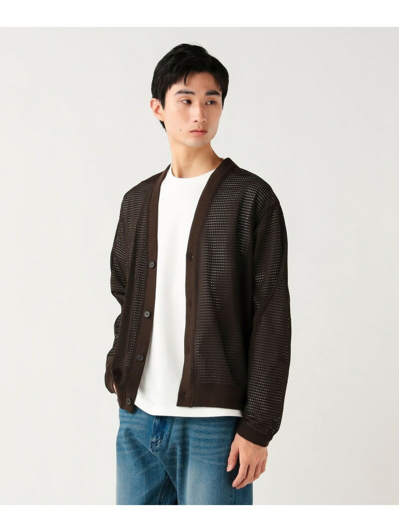 Rakuten - 【SALE／30%OFF】【4/2新規値下げ】スカシリブ メッシュカーディガン BEAMS HEART MEN ビームス ハート トップス スウェット・トレーナー ブラウン ブラック【RBA_E】【送料無料】[Rakuten Fashion]