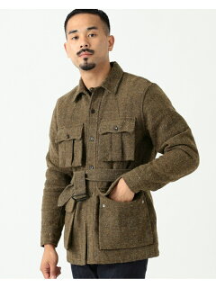 Blended Wool Linen Military Utility Jacket 11-18-5544-139: Khaki