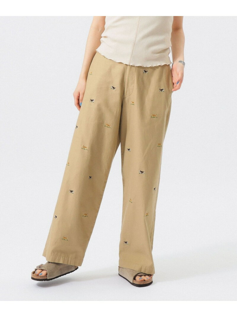 Boy Dog Embroidery Chinos <Versatile/All Season> BEAMS BOY BEAMS WOMEN Pants Chino Pants Beige Navy [Free Shipping] [Rakuten Fashion]