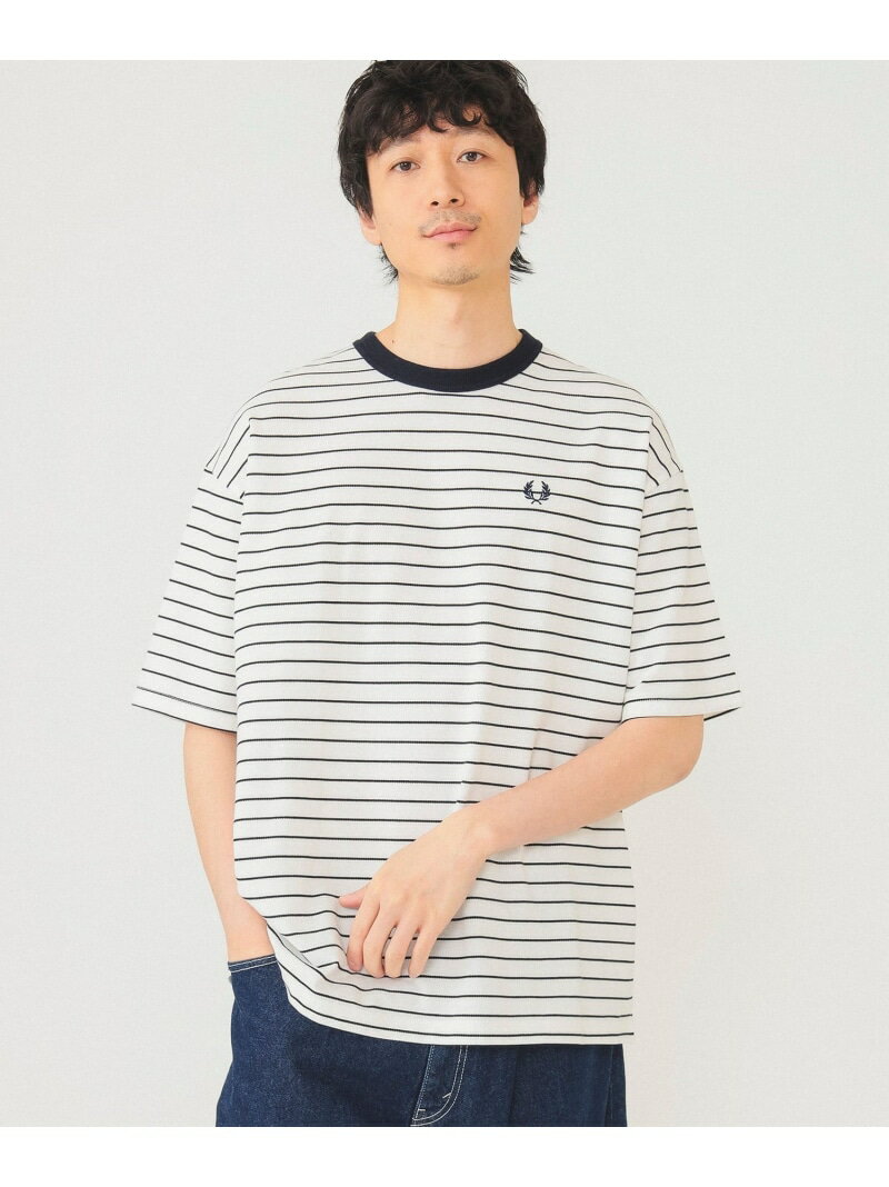 フレッドペリー Tシャツ メンズ FRED PERRY * BEAMS / 別注 ボーダー ピケ Tシャツ BEAMS ビームス メン トップス カットソー・Tシャツ ホワイト ブラック【送料無料】[Rakuten Fashion]