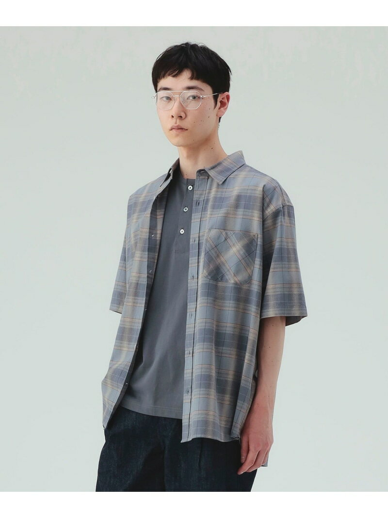 樂天商城 - オンブレーチェック ショートスリーブ シャツ BEAMS HEART MEN ビームス ハート トップス シャツ・ブラウス ベージュ ネイビー【送料無料】[Rakuten Fashion]