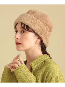 Ray BEAMS / ロール コーデュロイ ワッチキャップ Ray BEAMS ビームス ウイメン 帽子/ヘア小物 キャップ ベージュ ブラック【先行予約】*【送料無料】[Rakuten Fashion]