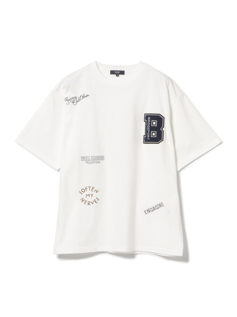 レタード ショート スリーブ Tシャツ BEAMS HEART MEN ビームス ハート トップス カットソー・Tシャツ グレー ホワイト【送料無料】[Rakuten Fashion]のサムネイル