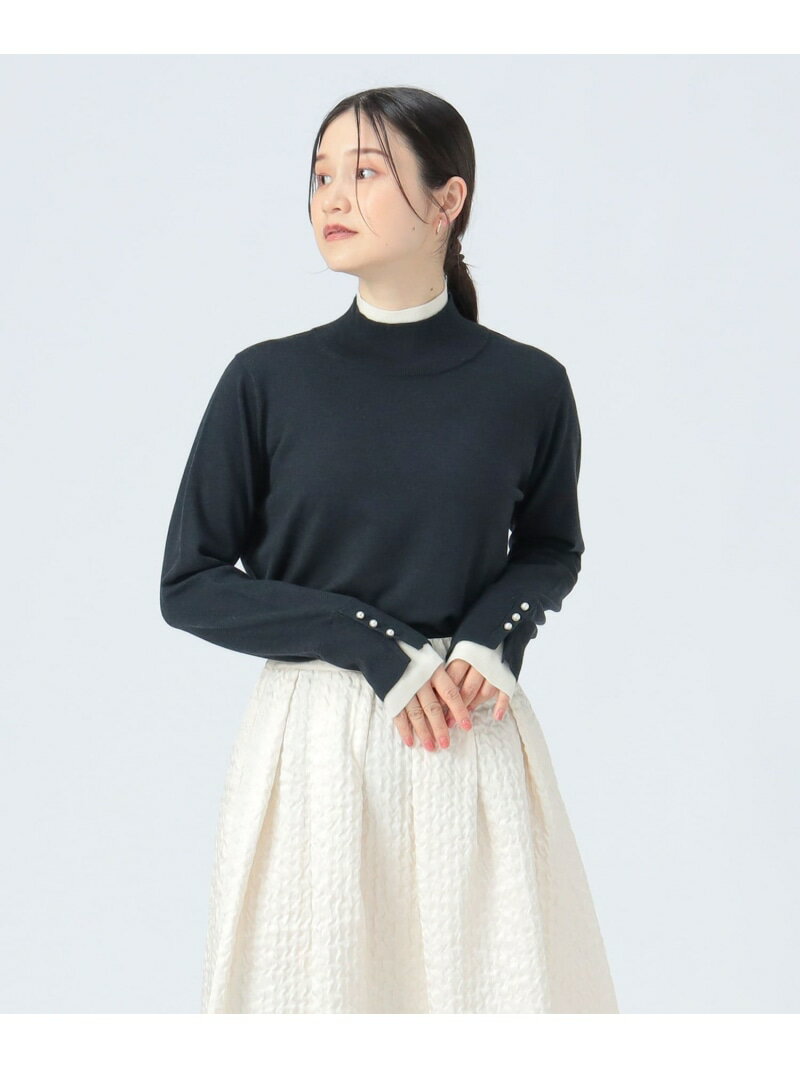 レイヤード 配色 ハイネック プルオーバー BEAMS HEART WOMEN ビームス ハート トップス ニット ネイビー ブラウン【送料無料】[Rakuten Fashion]のサムネイル