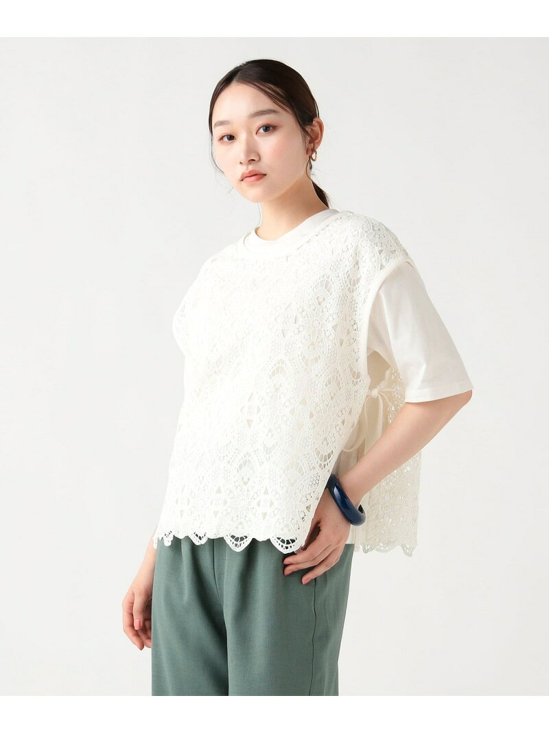 レースベスト セット 半袖 プルオーバー (セットアイテム) BEAMS HEART WOMEN ビームス ハート トップス カットソー・Tシャツ ホワイト【送料無料】[Rakuten Fashion]
