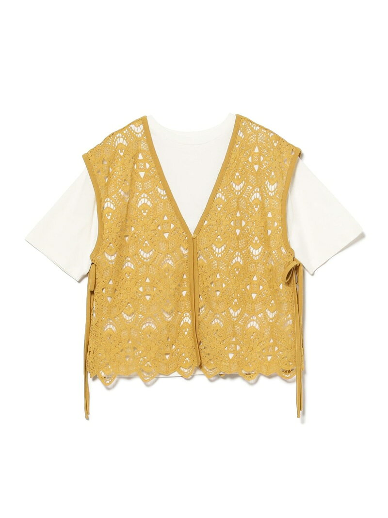 レースベスト セット 半袖 プルオーバー (セットアイテム) BEAMS HEART WOMEN ビームス ハート トップス カットソー・Tシャツ ホワイト【送料無料】[Rakuten Fashion]