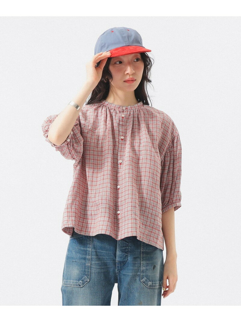 【SALE／40%OFF】リネン チェック スモック シャツ ＜イージーケア/速乾シャツ＞ BEAMS BOY ビームス ウイメン トップス シャツ・ブラウス ベージュ ブラック レッド【RBA_E】【送料無料】[Rakuten Fashion] beams-10093781 BEAMS/ビームス サンプル画像3