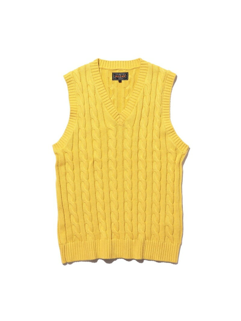 乐天商城 - V-Neck Vest Cable BEAMS PLUS ビームス メン トップス ニット ブラウン レッド ブラック ベージュ ホワイト グレー ネイビー イエロー グリーン ブルー【送料無料】[Rakuten Fashion]