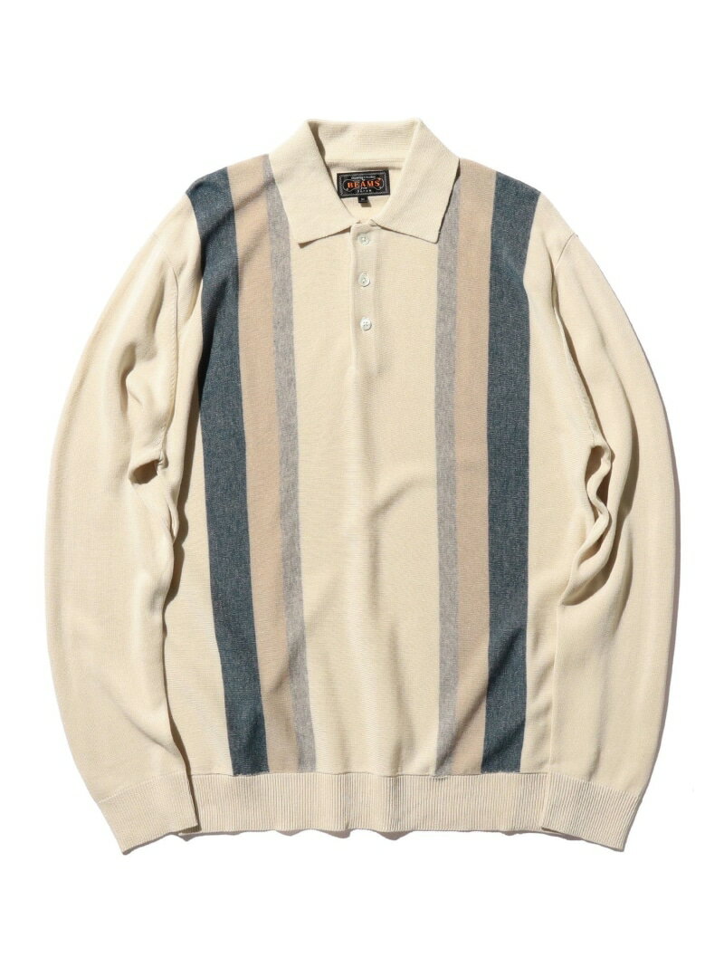【SALE／50%OFF】BEAMS PLUS｜ストライプ ニット ポロシャツ BEAMS PLUS ビームス メン トップス ポロシャツ ホワイト ネイビー ブラック ブラウン【RBA_E】【送料無料】[Rakuten Fashion]のサムネイル