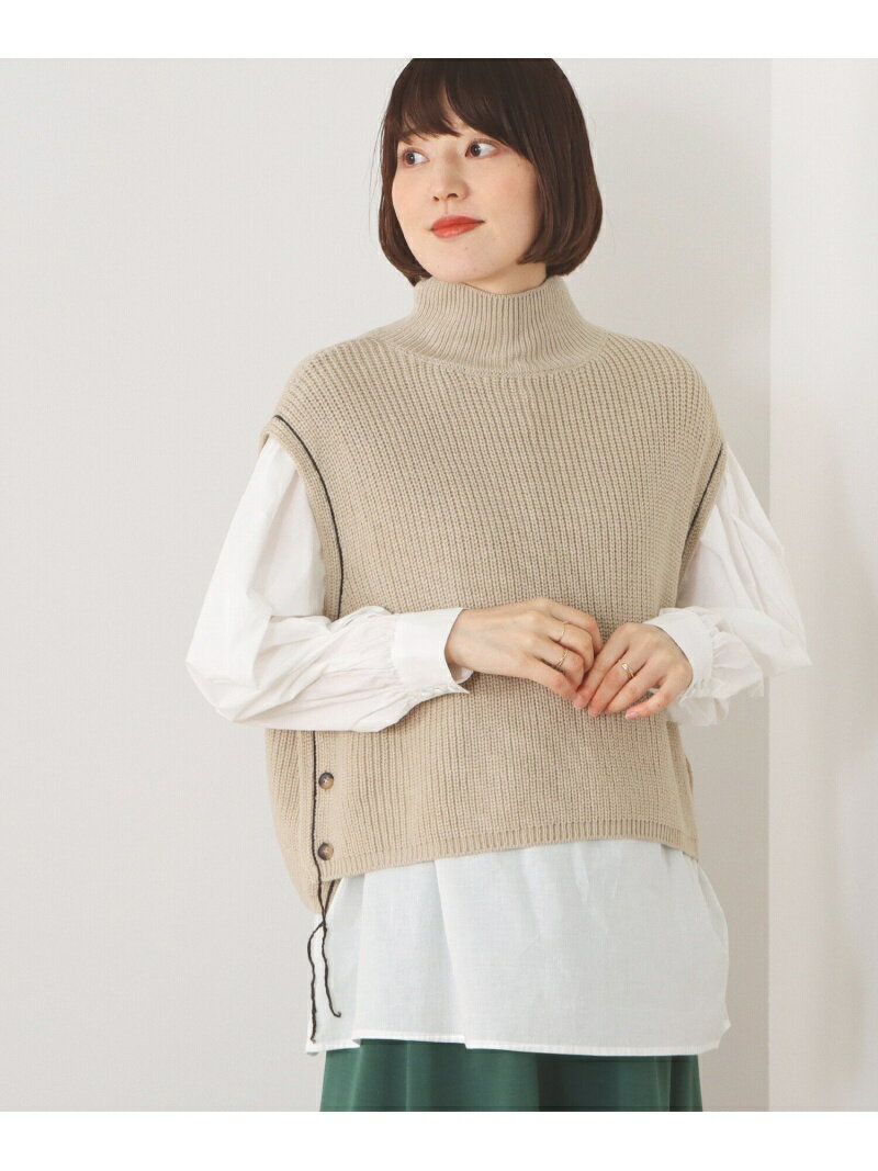 ビームス ベスト レディース BEAMS HEART / 脇ライン ベスト ブラウス セット BEAMS HEART WOMEN ビームス ハート トップス ニット ベージュ グレー ブラック【送料無料】[Rakuten Fashion]