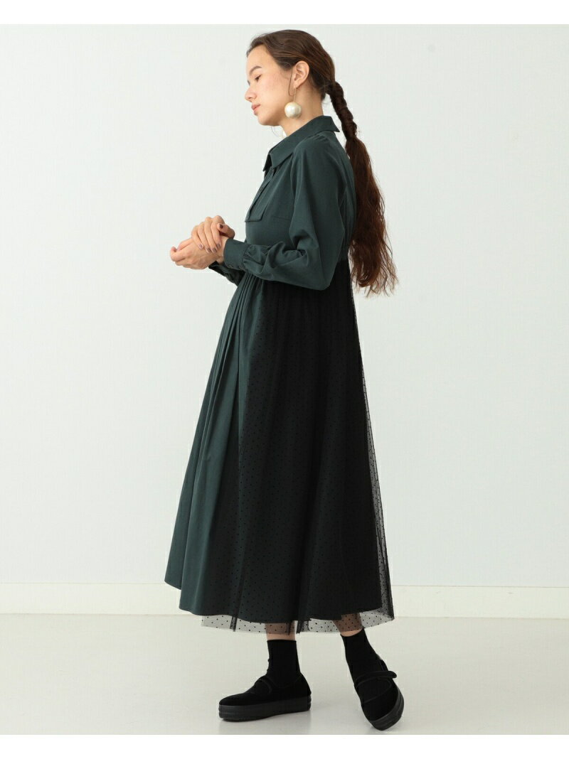 Carolina Glaser Blackドットチュールワンピース Carolina Glaser カロリナ グレイサー ワンピース シャツワンピース グリーン ベージュ 大人気 好評を持っているおもちゃなどはリーズナブルな価格で通販中 インテリア 寝具 収納 インナー 下着 ナイトウェアを