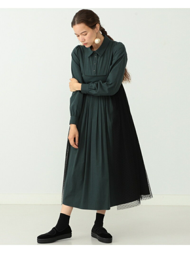 Carolina Glaser Blackドットチュールワンピース Carolina Glaser カロリナ グレイサー ワンピース シャツワンピース グリーン ベージュ 大人気 好評を持っているおもちゃなどはリーズナブルな価格で通販中 インテリア 寝具 収納 インナー 下着 ナイトウェアを