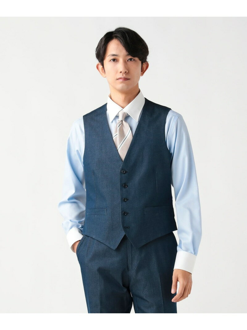 ストレッチデニム ドレスジレ BEAMS HEART MEN ビームス ハート トップス ベスト・ジレ ネイビー ブルー【送料無料】[Rakuten Fashion]