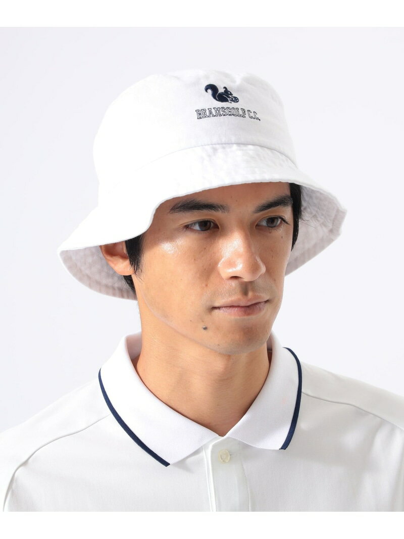 刺繍 シーズンロゴ バケットハット BEAMS GOLF ビームス ゴルフ 帽子 キャップ ネイビー ホワイト【送料無料】[Rakuten Fashion]