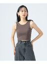 カップ付き クロップド タンクトップ BEAMS HEART WOMEN ビームス ハート トップス ノースリーブ・タンクトップ ブラウン グレー ホワイト[R...