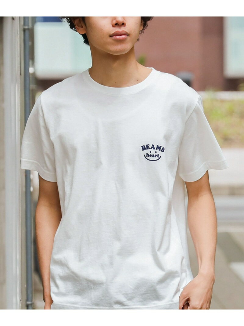 BEAMS HEART / スマイルロゴ ワンポイント Tシャツ BEAMS HEART MEN ビームス ハート トップス カットソー・Tシャツ ホワイト ネイビー【先行予約】*【送料無料】[Rakuten Fashion]