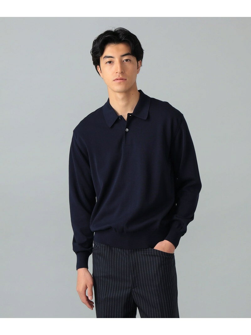樂天商城 - 【別注】SLOANE / コットン ニット ロングスリーブ ポロシャツ International Gallery BEAMS ビームス メン トップス ポロシャツ ブラック ネイビー【送料無料】[Rakuten Fashion]