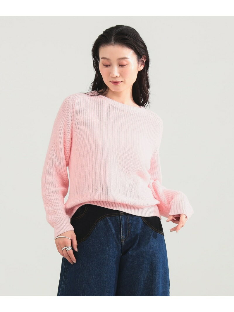 Rakuten - 5ゲージ コットン 畦編み プルオーバー Demi-Luxe BEAMS デミルクス ビームス トップス ニット グレー ピンク【送料無料】[Rakuten Fashion]