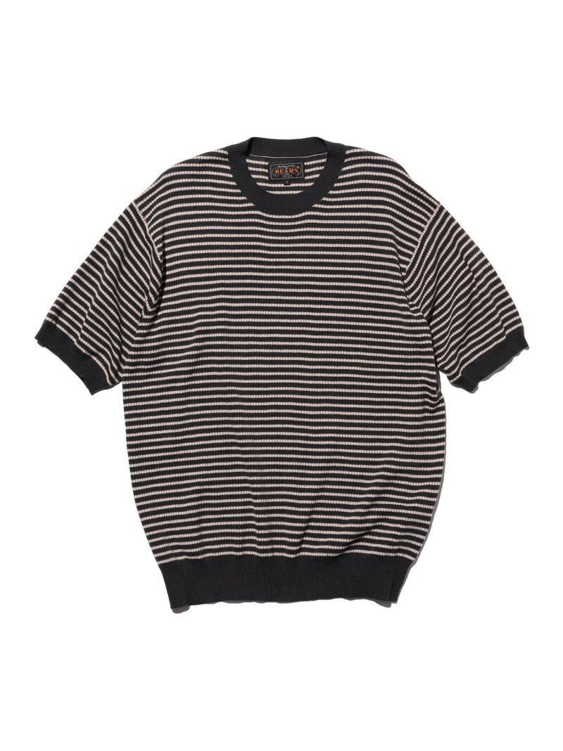 Knit Tee Dot Pattern Jacquard BEAMS PLUS ビームス メン トップス カットソー・Tシャツ ブラウン ネイビー グレー【送料無料】[Rakuten Fashion]