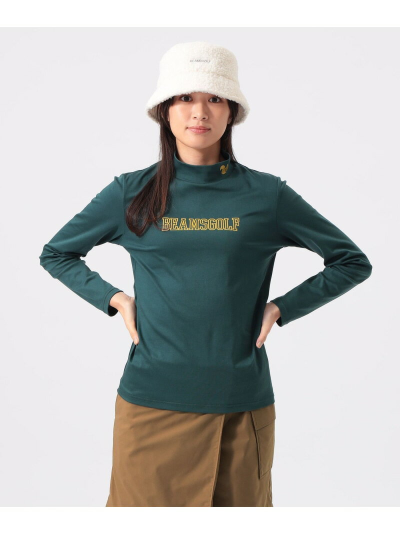 【SALE／30%OFF】ORANGE LABEL / リスプリント モックネックシャツ(UVカット・接触冷感) BEAMS GOLF ORANGE LABEL ビームス ゴルフ トップス カットソー・Tシャツ グリーン ホワイト ネイビー【RBA_E】【送料無料】[Rakuten Fashion]