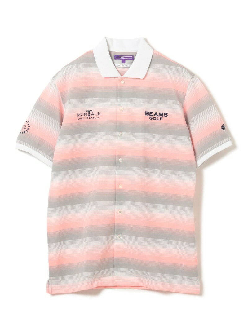 PURPLE LABEL / MONTAUK ボーダー シャツ BEAMS GOLF PURPLE LABEL ビームス ゴルフ トップス スウェット・トレーナー ピンク ブルー【送料無料】[Rakuten Fashion]