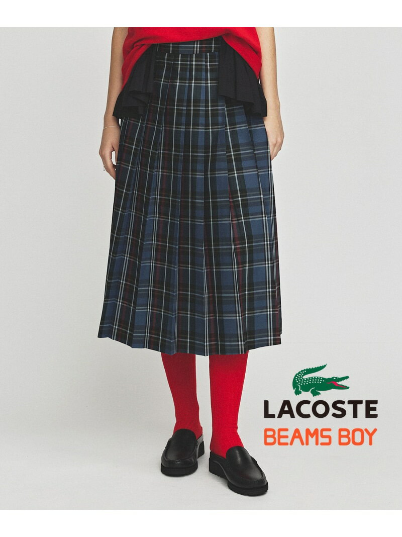 LACOSTE for BEAMS BOY / 別注 チェック プリーツ スカート BEAMS BOY ビームス ウイメン スカート その他のスカート レッド【送料無料】 Rakuten Fashion