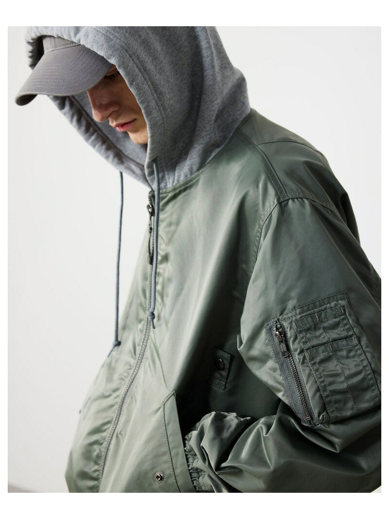 樂天商城 - 【SALE／30%OFF】フェイクレイヤード フライトジャケット【ワイドショートフィット】 BEAMS ビームス メン ジャケット・アウター ブルゾン・ジャンパー グリーン ブラック【RBA_E】【送料無料】[Rakuten Fashion]