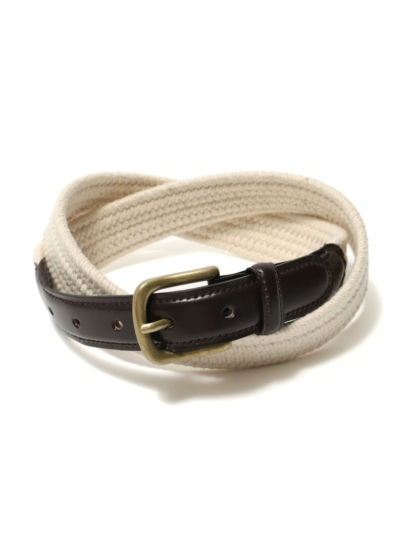 Leather Tab Cotton Belt BEAMS PLUS ビームス メン ファッション雑貨 ベルト ホワイト ネイビー【送料無料】[Rakuten Fashion]