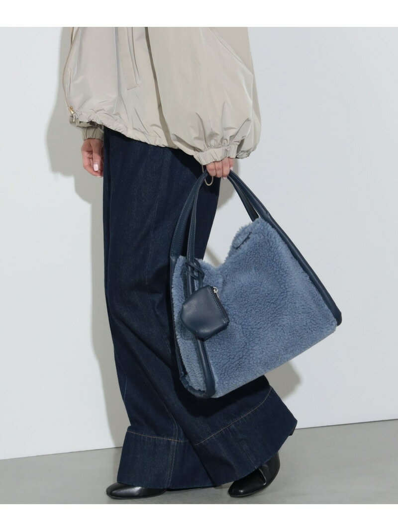 ミニポーチ付 ボア トートバッグ BEAMS HEART WOMEN ビームス ハート バッグ トートバッグ ベージュ ネイビー【送料無料】[Rakuten Fashion]