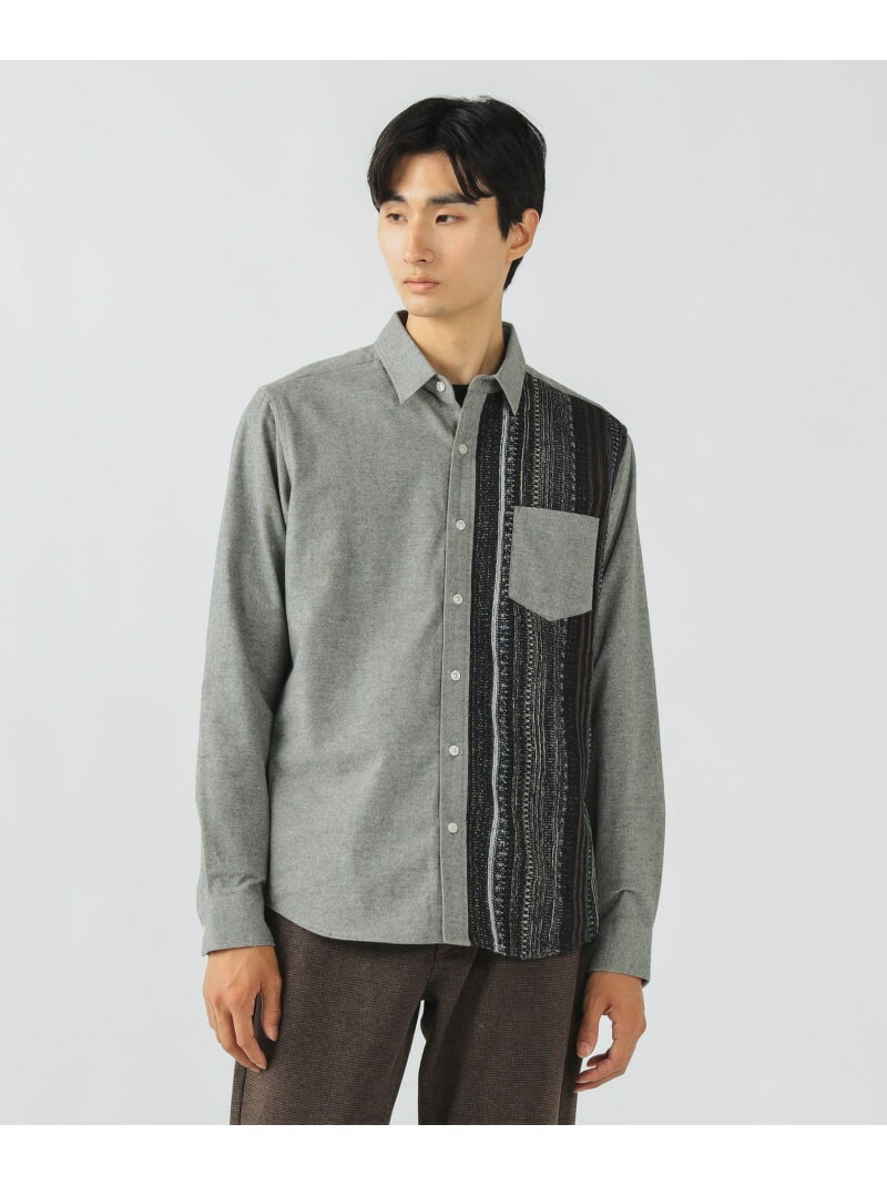 ニット 切り替え ネルシャツ BEAMS HEART MEN ビームス ハート トップス シャツ・ブラウス ネイビー グレー【送料無料】[Rakuten Fashion]のサムネイル