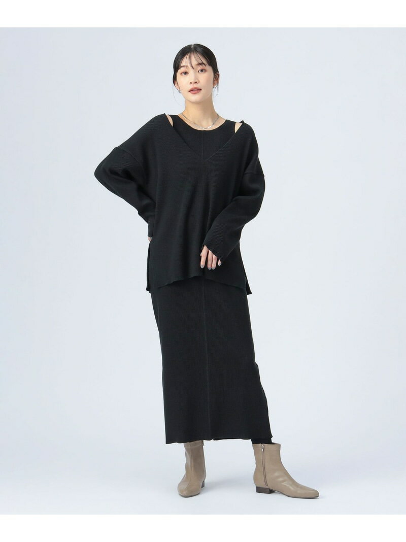 レイヤード ワンピース BEAMS HEART WOMEN ビームス ハート ワンピース・ドレス その他のワンピース・ドレス ブラック ブラウン【送料無料】[Rakuten Fashion]